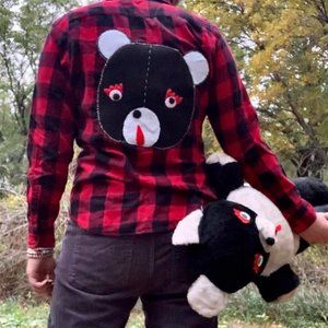 Size small Rooster Eyed Rob red and black plaid long sleeve shirt